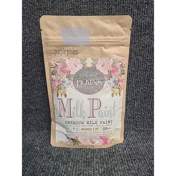 NEW Sweet Pickins Milk Paint  6 Oz ( Makes 1 Pint) Purple Posies - Picture 1 of 3